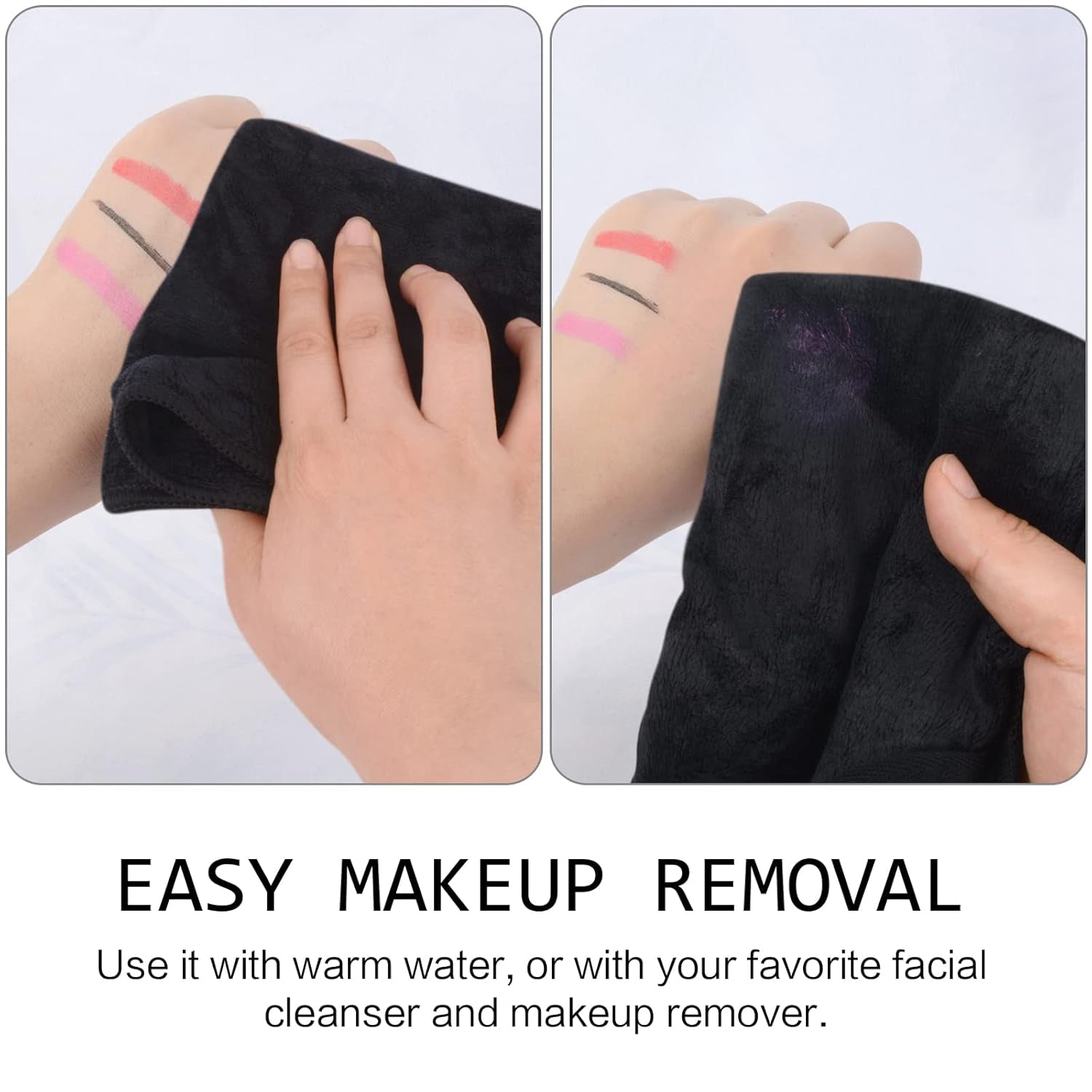 Reusable Microfiber Facial Washcloths – 12" x 12" Makeup Remover