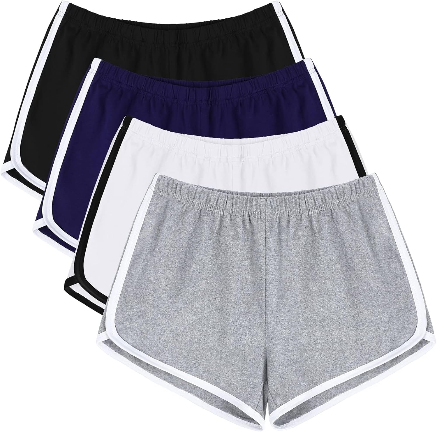 4-Pack Women’s Cotton Yoga Shorts – Lounge, Gym, Running, Athletic Wear