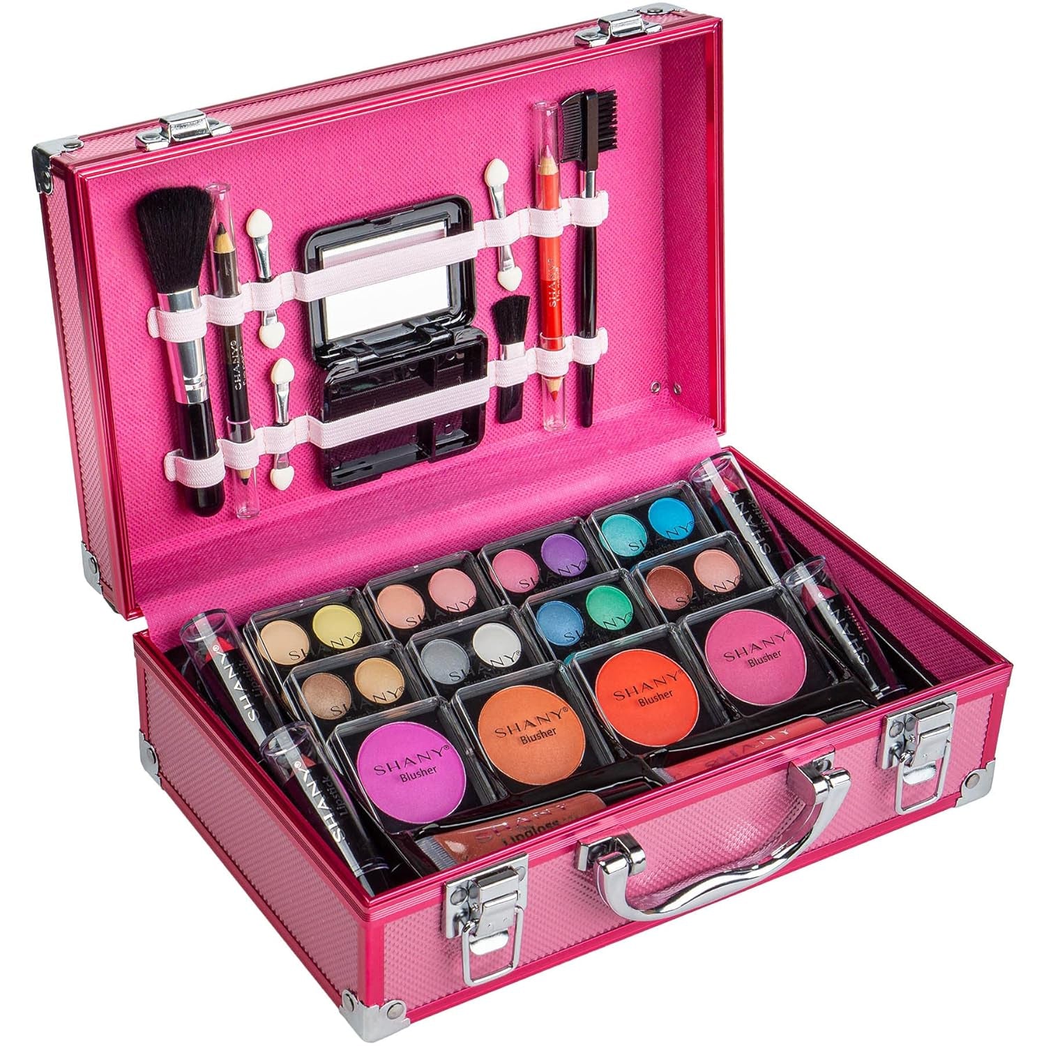 Makeup Train Case with Full Pro Makeup Set – Pink Organizer Kit