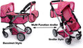 Foldable Baby Doll Stroller with Polka Dots – Adjustable Handle