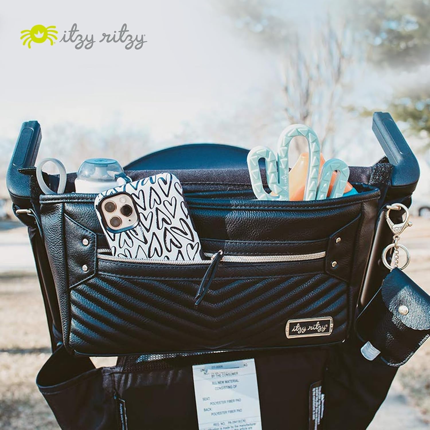 Adjustable Stroller Organizer with Pockets & Zippered Compartment
