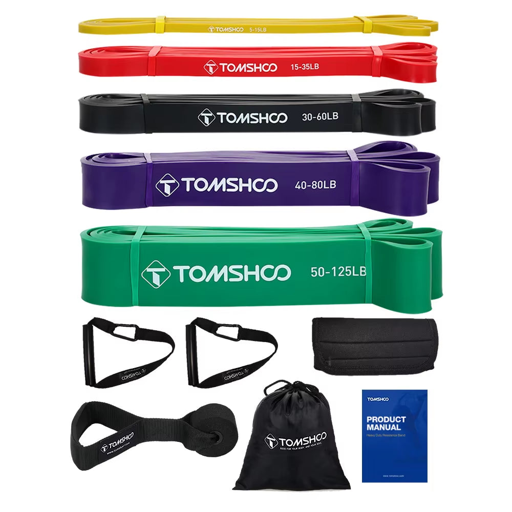 5-Pack Pull-Up Assist Resistance Bands Set with Door Anchor