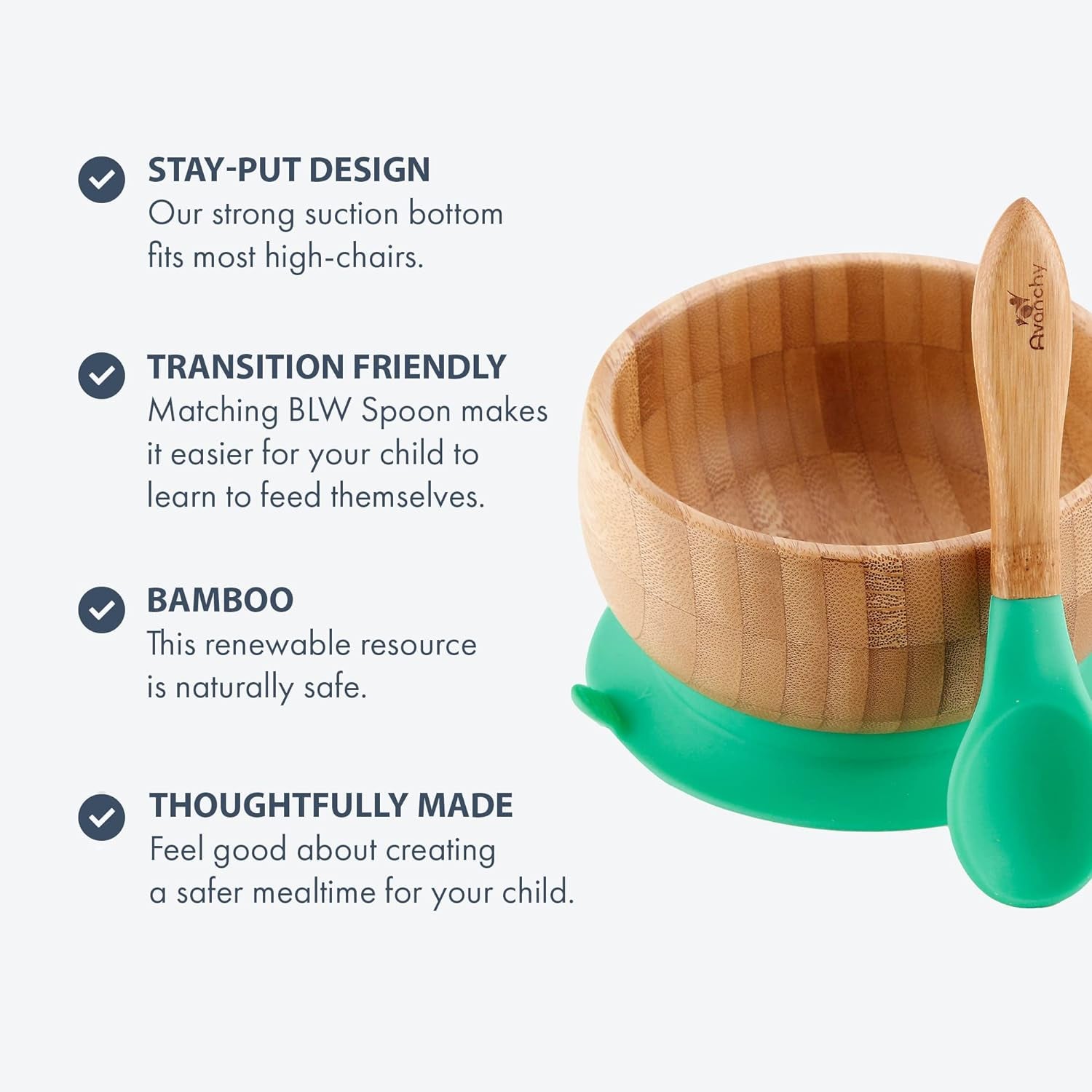 Bamboo Baby Bowl with Spoon & Suction Base – Non-Toxic Feeding Set