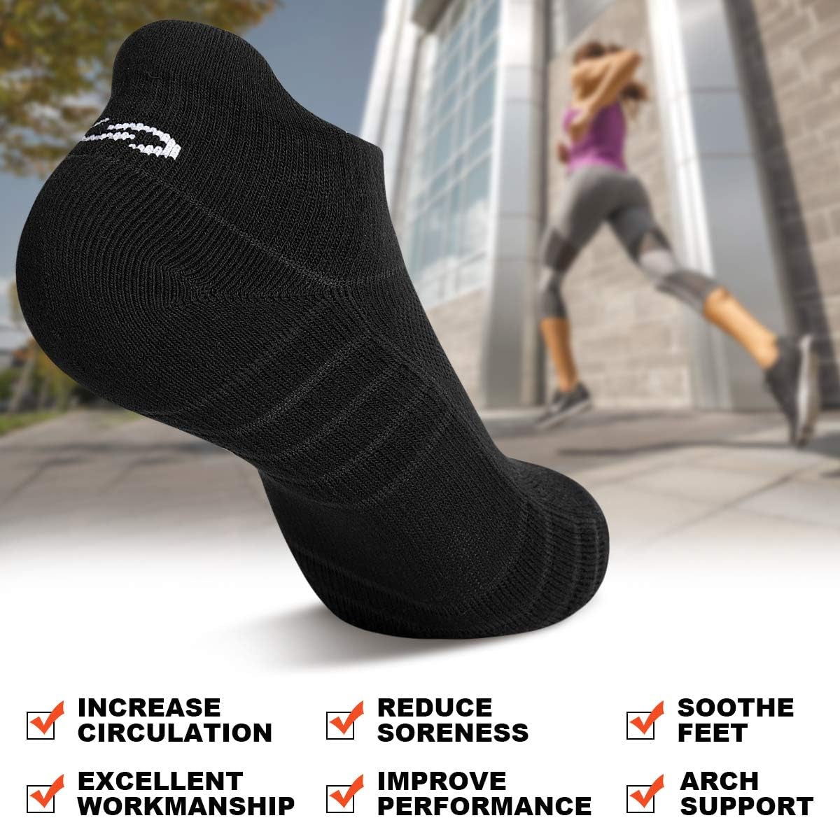 Athletic Ankle Running Socks – Cushioned Low Cut Sports Socks 6 Pairs