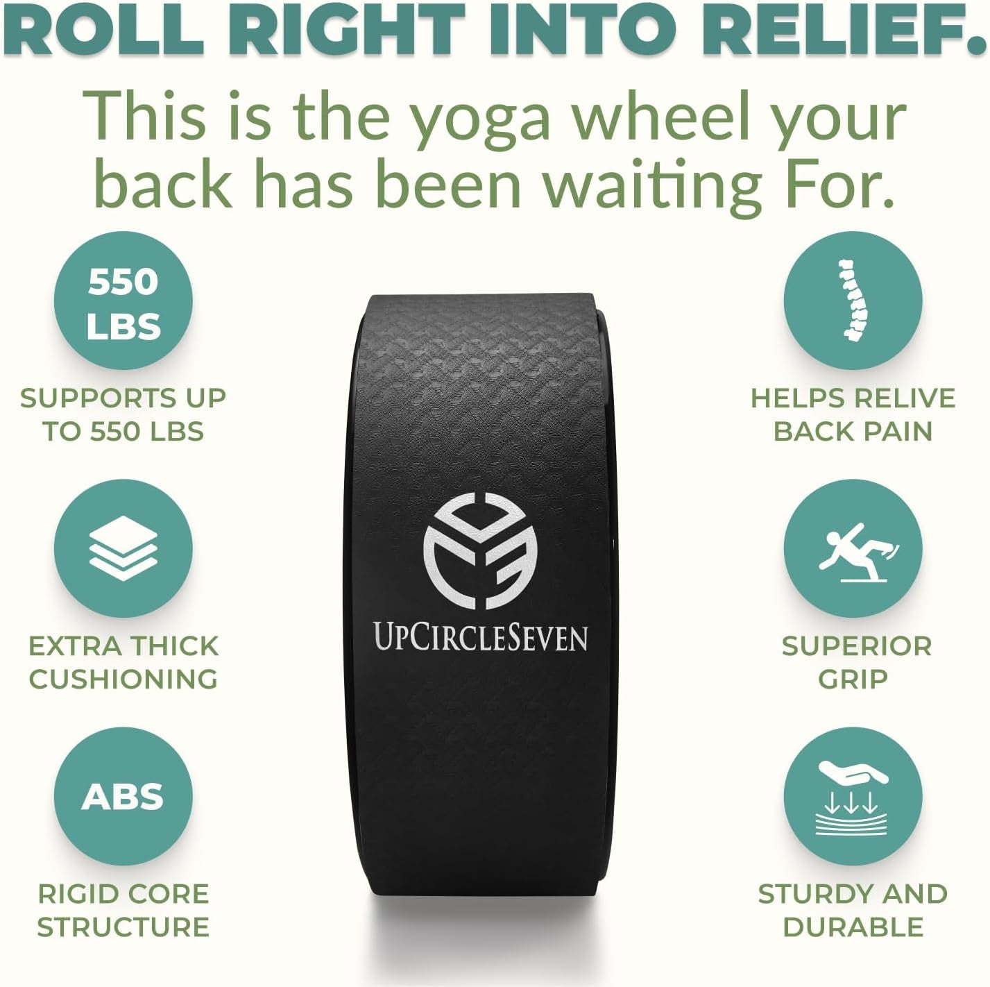 Back Roller & Yoga Wheel – Relieve Upper & Lower Back Pain