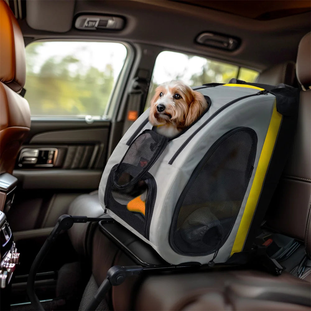 2-in-1 Folding Pet Stroller & Car Seat – Portable Dog & Cat Carrier
