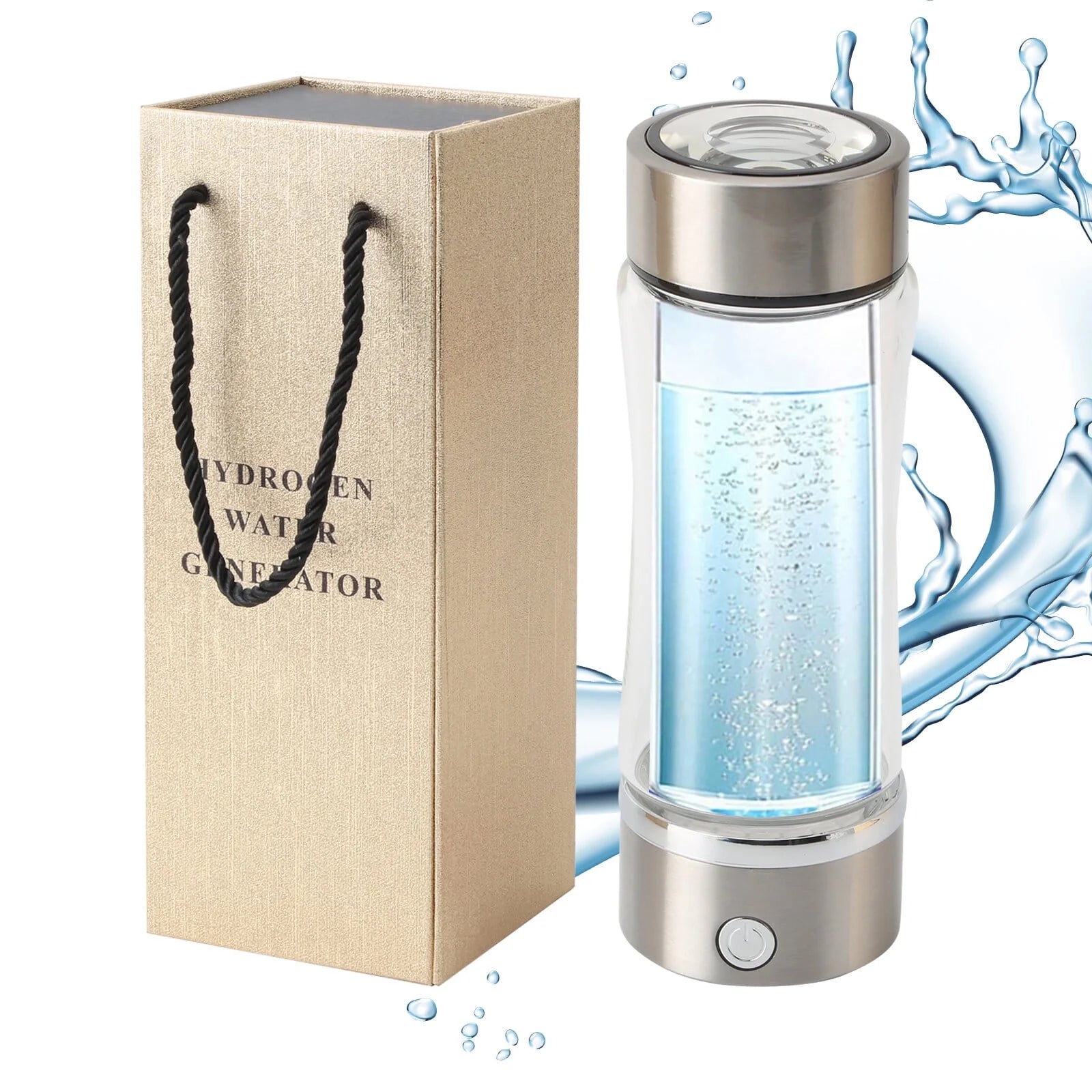Portable Hydrogen Water Generator Bottle – 420ml Silver