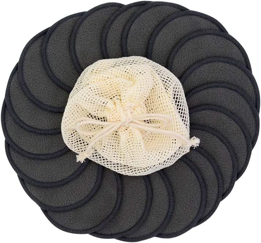 25-Pack Charcoal Bamboo Reusable Makeup Remover Pads with Laundry Bag
