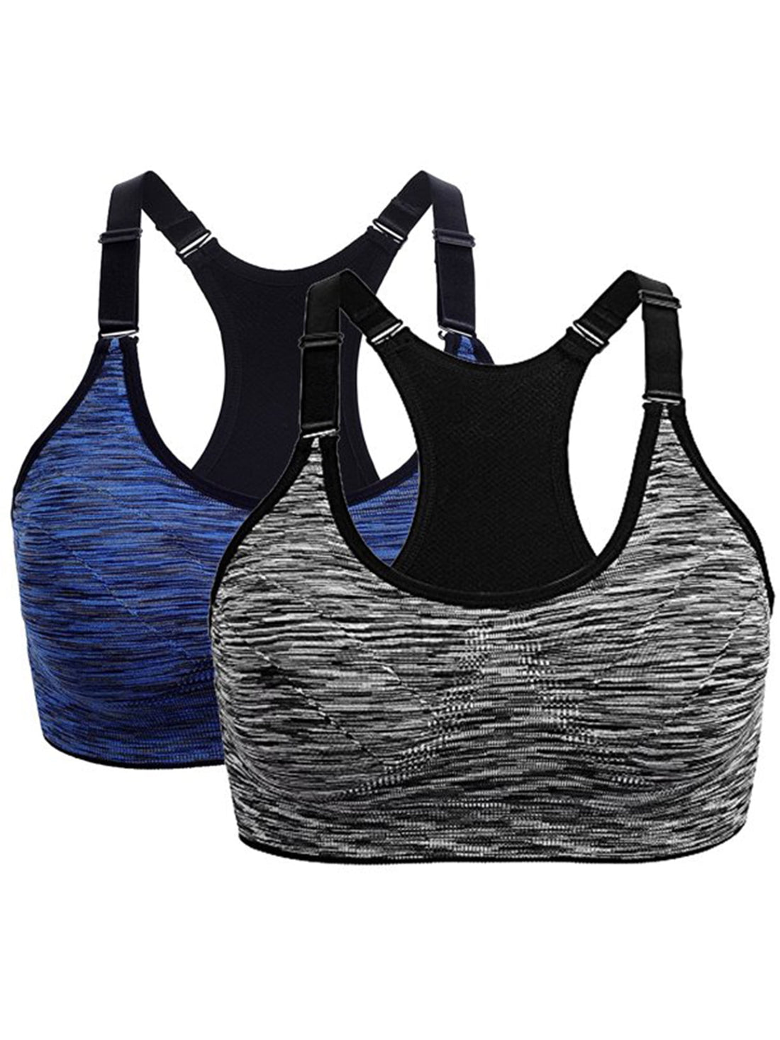 Seamless Racerback Sports Bra 2-Pack – Keyhole Mesh, Medium Impact
