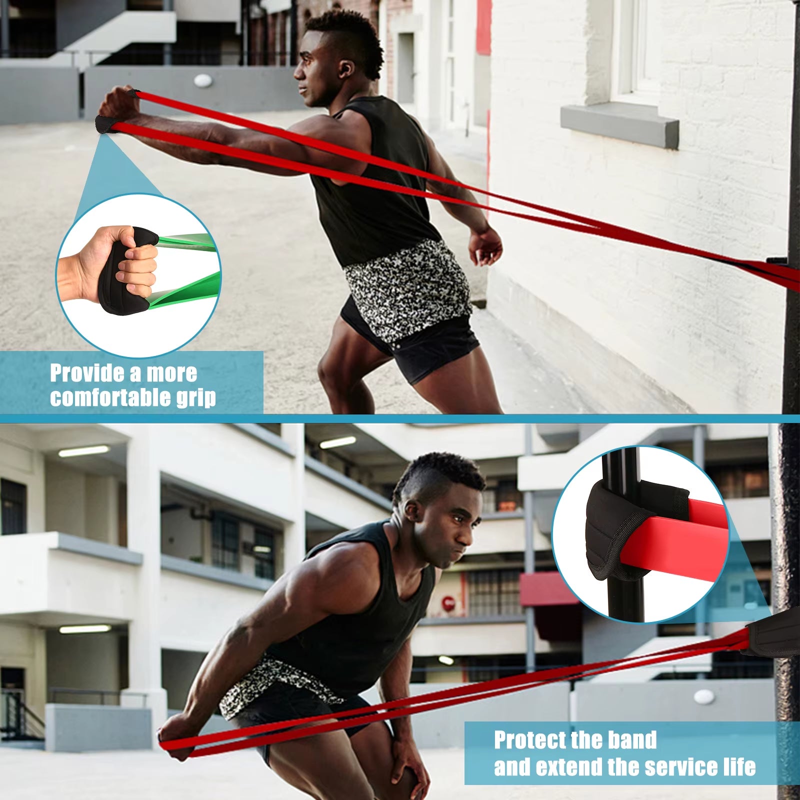 5-Pack Pull-Up Assist Resistance Bands Set with Door Anchor