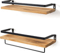 Floating Wall Shelves with Towel Bar – Set of 2 (Carbonized Black)