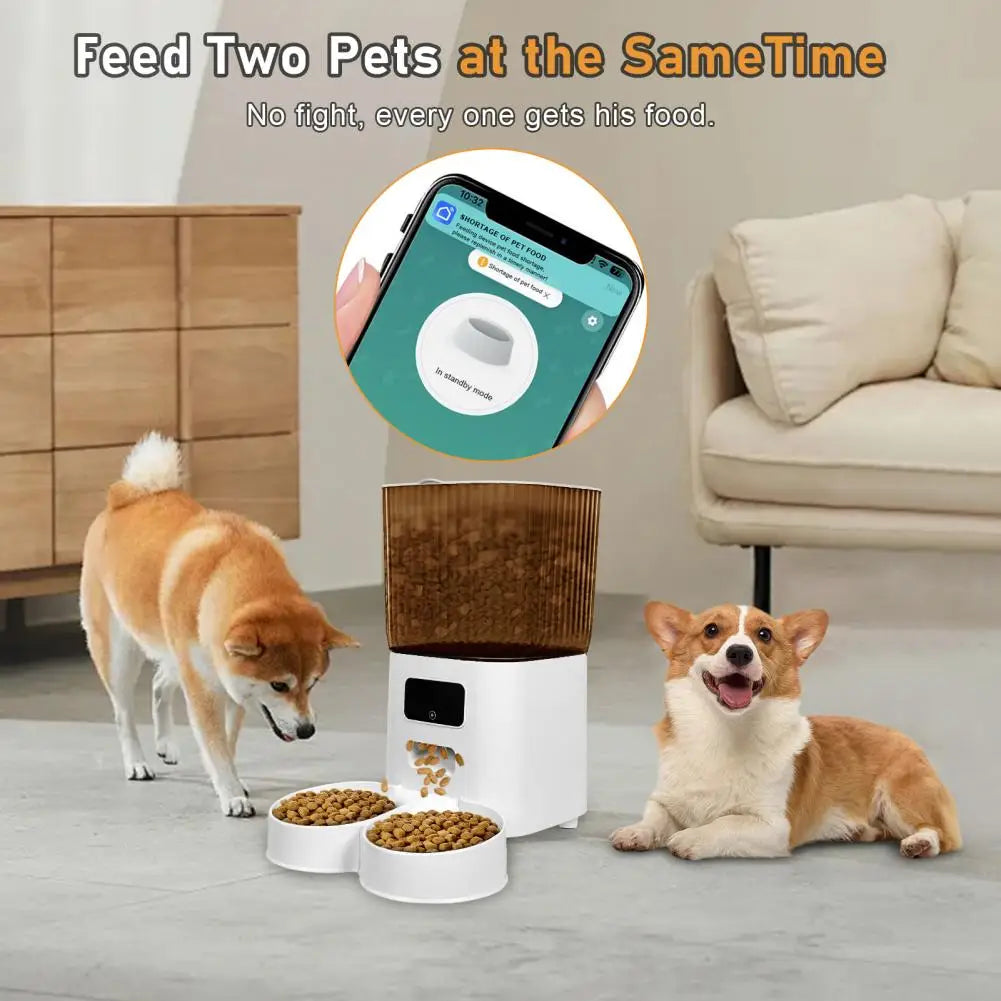 Smart Pet Feeder with Dual Bowls – 5L WiFi Automatic Food Dispenser