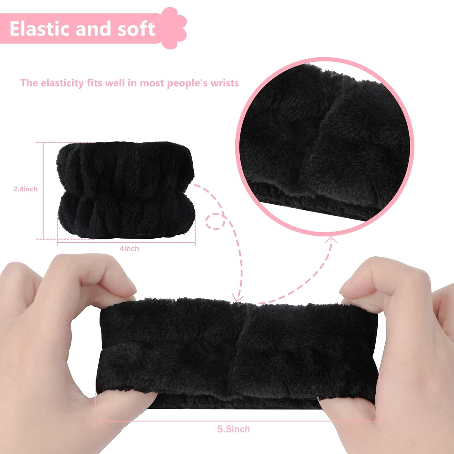 2Pcs Microfiber Face Washing Wristbands – Stretchy & Absorbent
