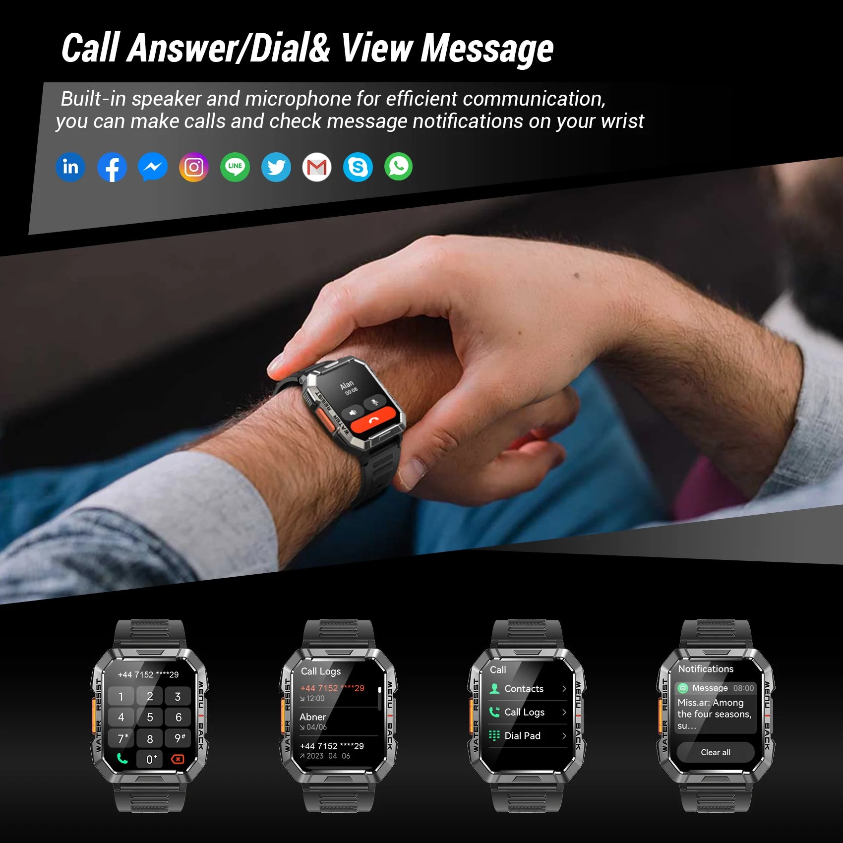 2.01'' HD Smartwatch with Bluetooth Call & 100+ Sports Modes
