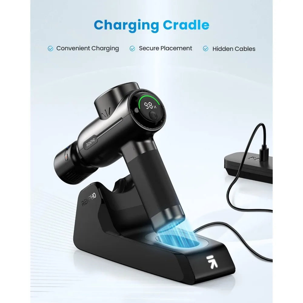 Hot & Cold Massage Gun – Bluetooth, Deep Tissue, Charging Stand