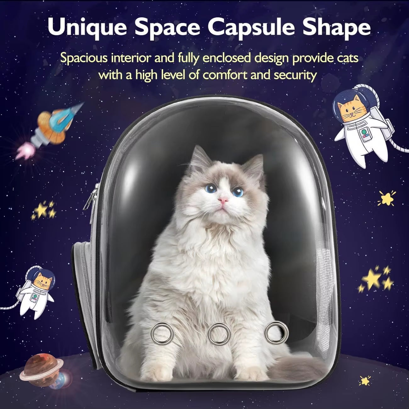 Bubble Pet Backpack Carrier – Breathable Travel Bag for Cats & Small Dogs