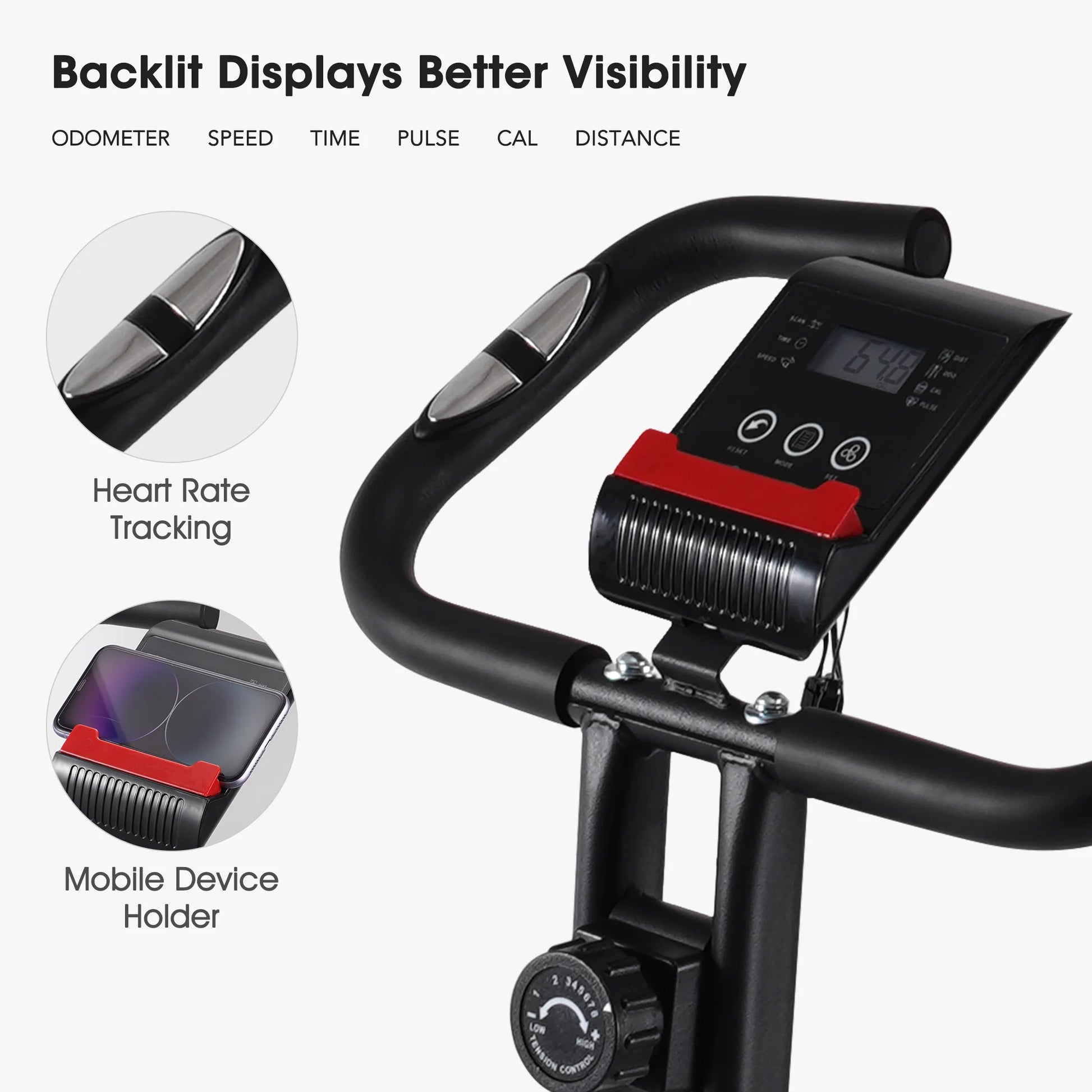 Folding Recumbent Exercise Bike – Stationary Bike with LCD & Phone Holder