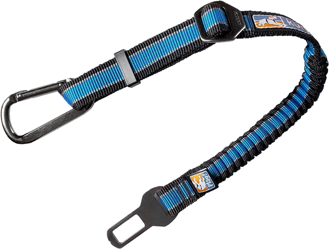 Dog Car Seat Belt – Adjustable Bungee Tether with Carabiner Clip (Blue)
