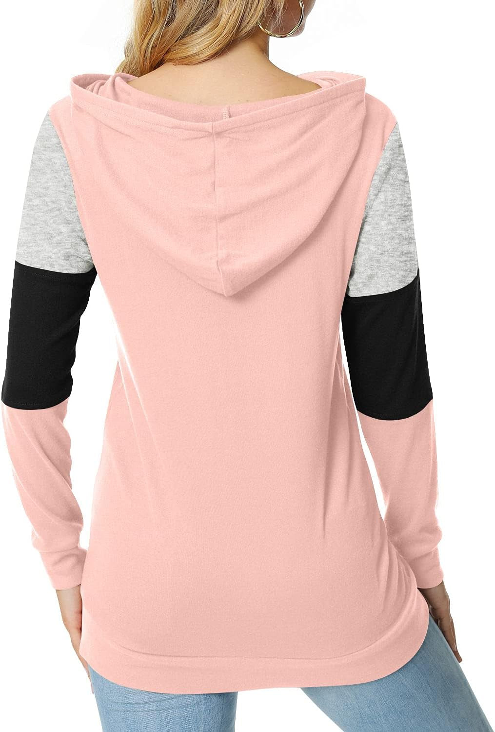 Color Block Hoodie – Women’s Casual Long Sleeve Pullover with Pocket