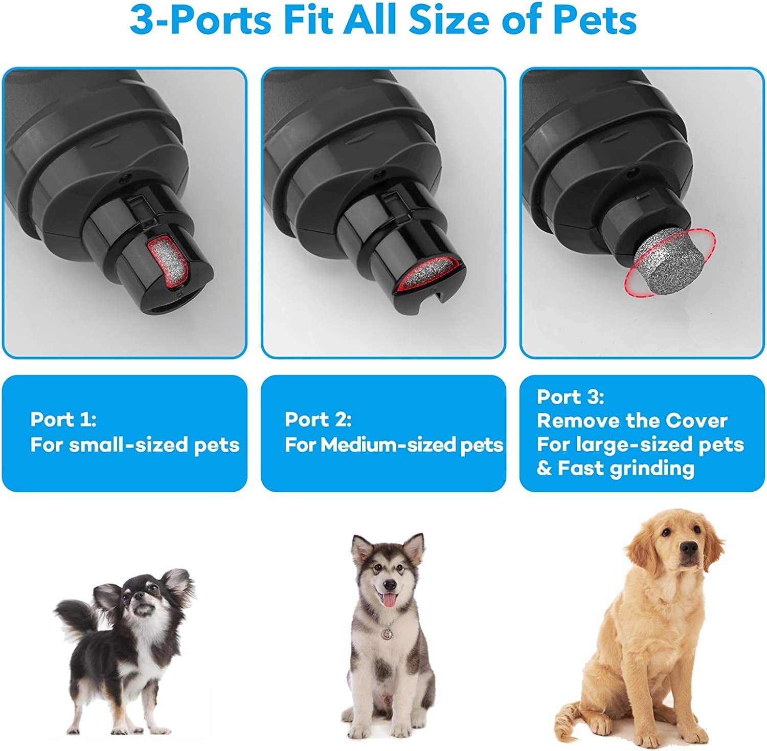 Dog Nail Grinder with LED Lights – Quiet 2-Speed Trimmer