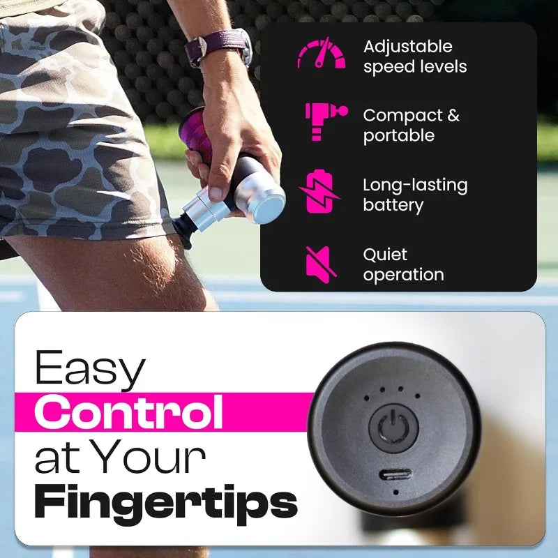 Therapeutic Mini Massage Gun – 4 Speeds, USB-C, Portable Case