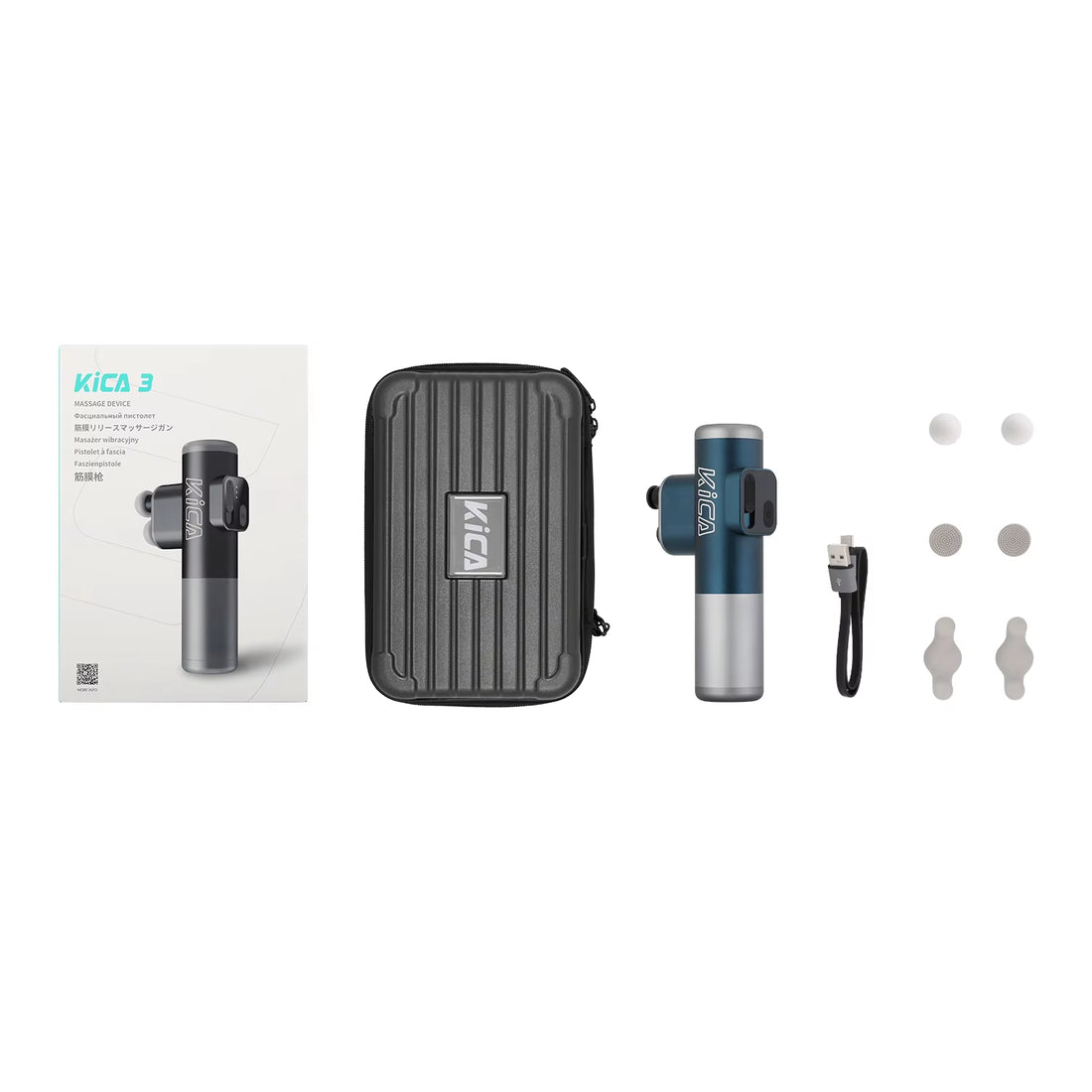 KICA 3 Double Head Massage Gun – 3 Modes, 20H Battery, 6 Heads