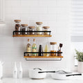 Floating Wall Shelves with Towel Bar – Set of 2 (Carbonized Black)