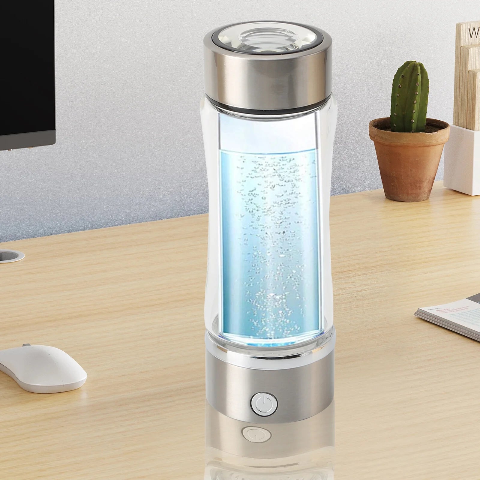 Portable Hydrogen Water Generator Bottle – 420ml Silver