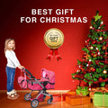 Foldable Baby Doll Stroller with Polka Dots – Adjustable Handle