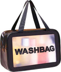 Translucent Waterproof Makeup Bag – Large Travel Toiletry Organizer (Black)