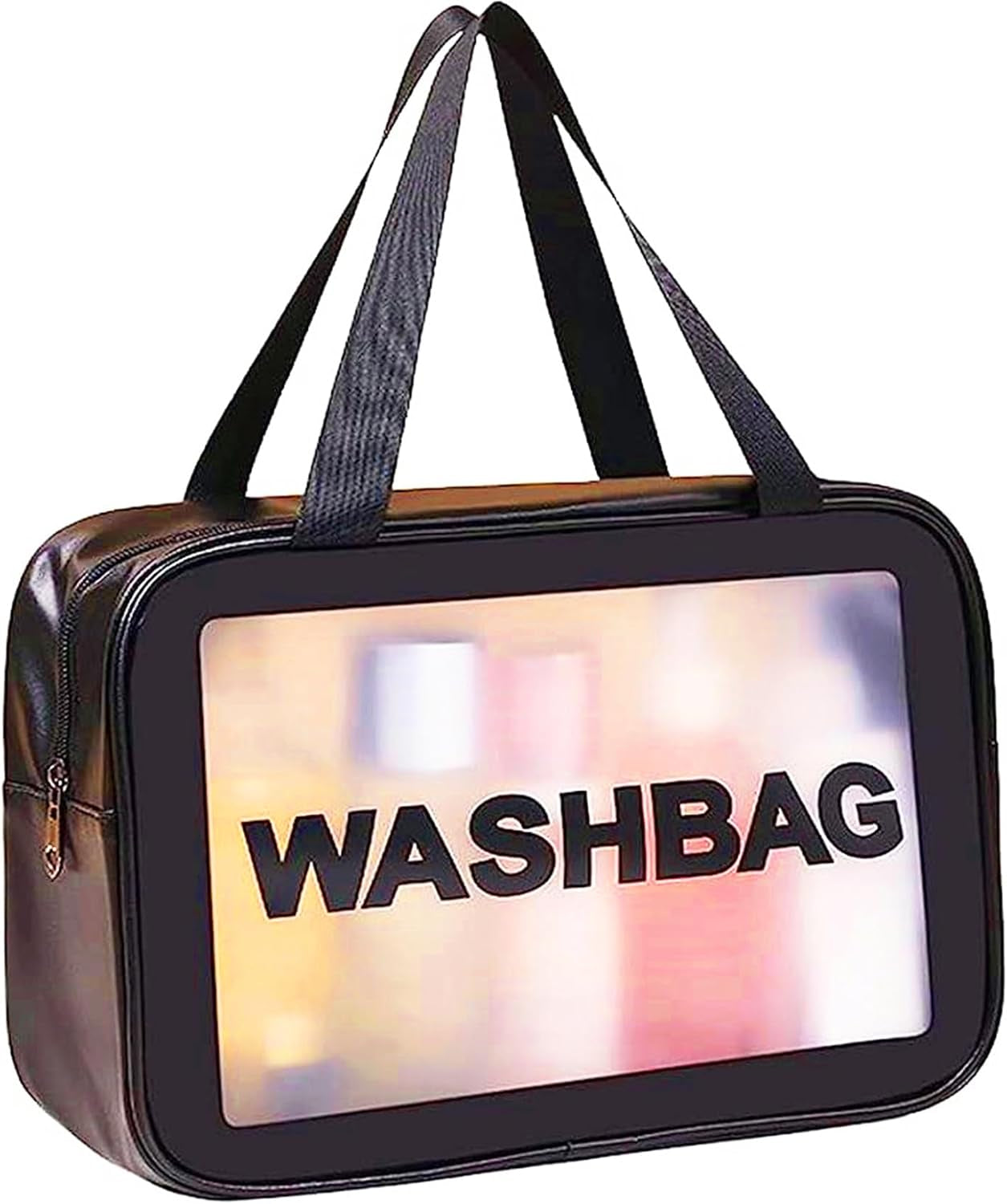 Translucent Waterproof Makeup Bag – Large Travel Toiletry Organizer (Black)