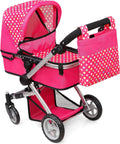 Foldable Baby Doll Stroller with Polka Dots – Adjustable Handle
