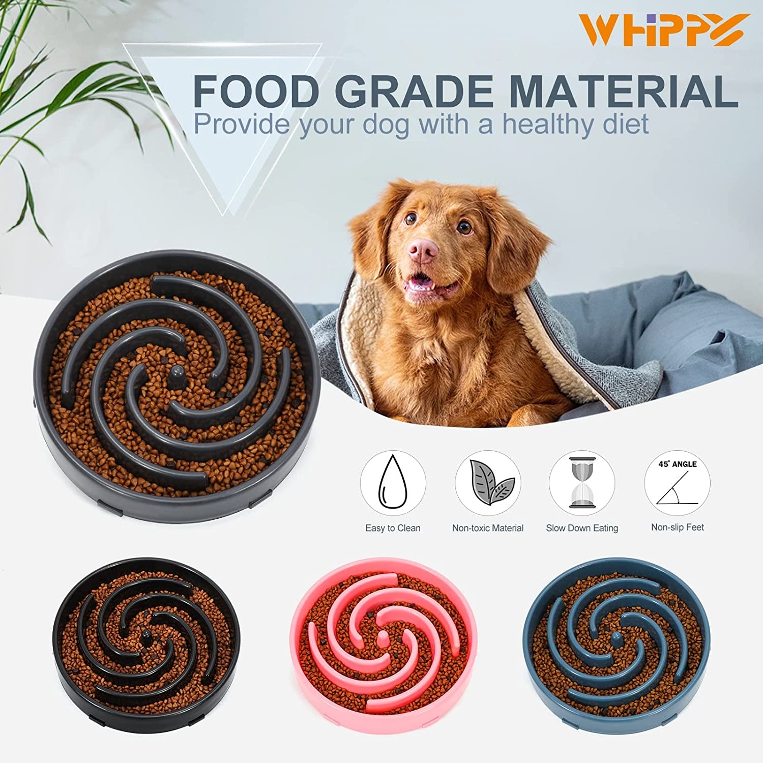 Slow Feeder Dog Bowl – Large Non-Slip Puzzle Bowl for Fast Eaters