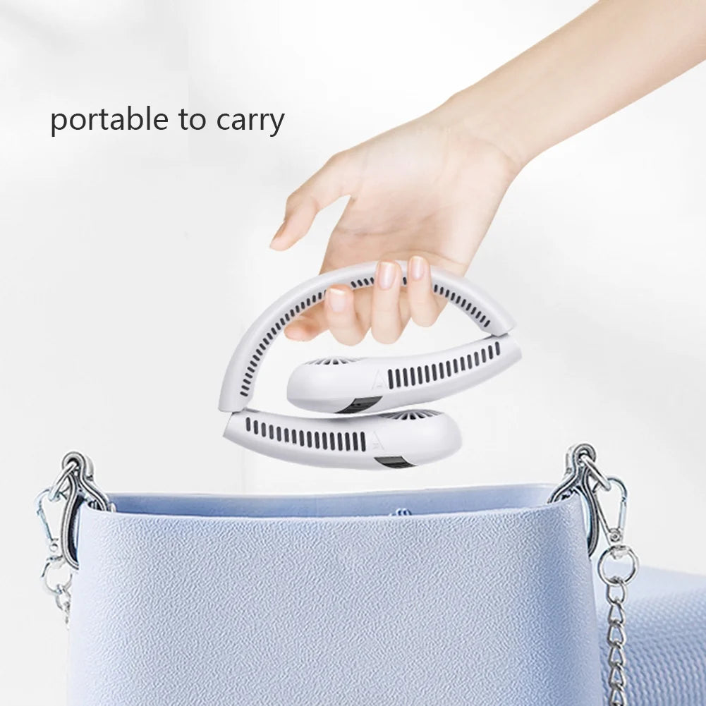 Portable Bladeless Neck Fan – 3 Speeds, 5000mAh Rechargeable Battery