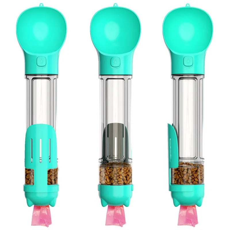 4-in-1 Dog Water Bottle with Food Container & Waste Bag – 300ml/500ml