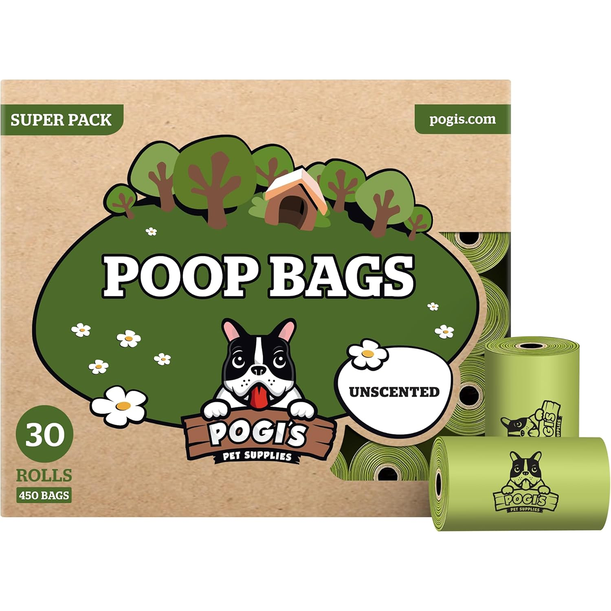 Pogi’s Dog Poop Bags – 450 Count, Unscented Leak-Proof Pet Waste Bags