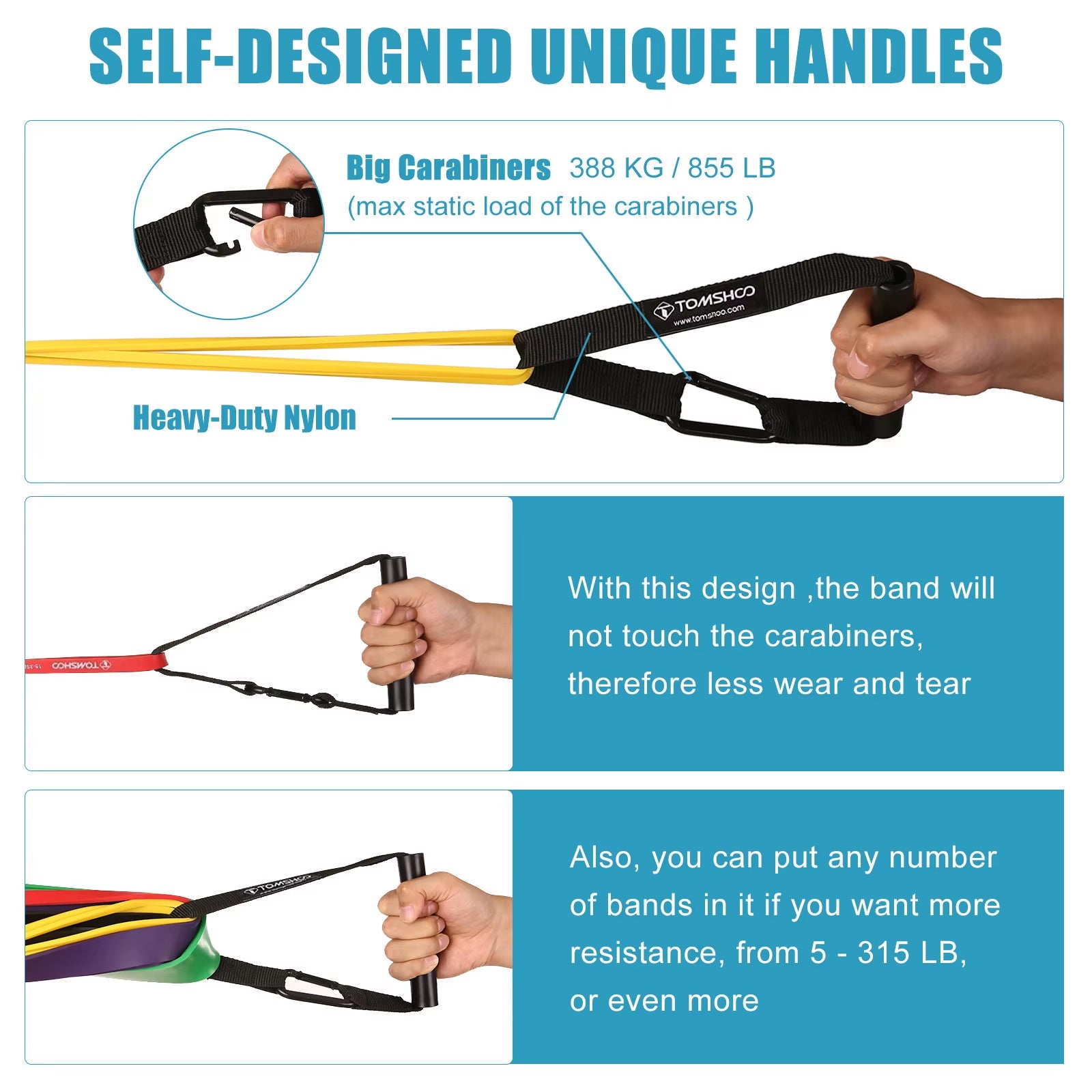 5-Pack Pull-Up Assist Resistance Bands Set with Door Anchor
