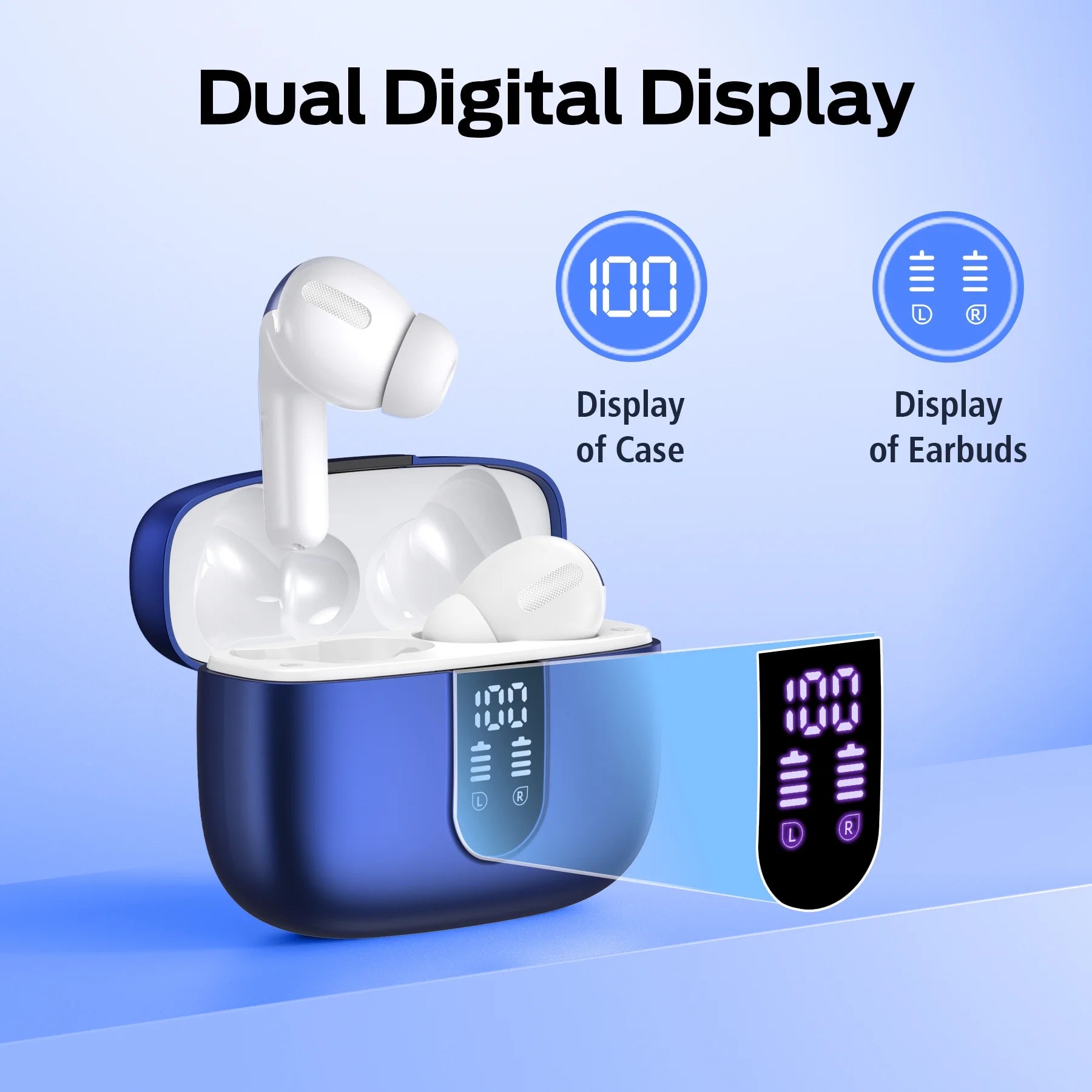 VEATOOL True Wireless Bluetooth Earbuds with Mic, 65H Playtime