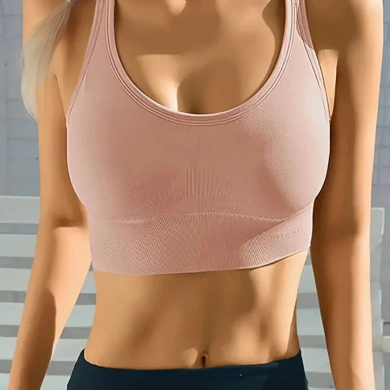 3-Pack Seamless Push-Up Sports Bras for Women – Quick-Dry, V-Neck, Jelly Cups