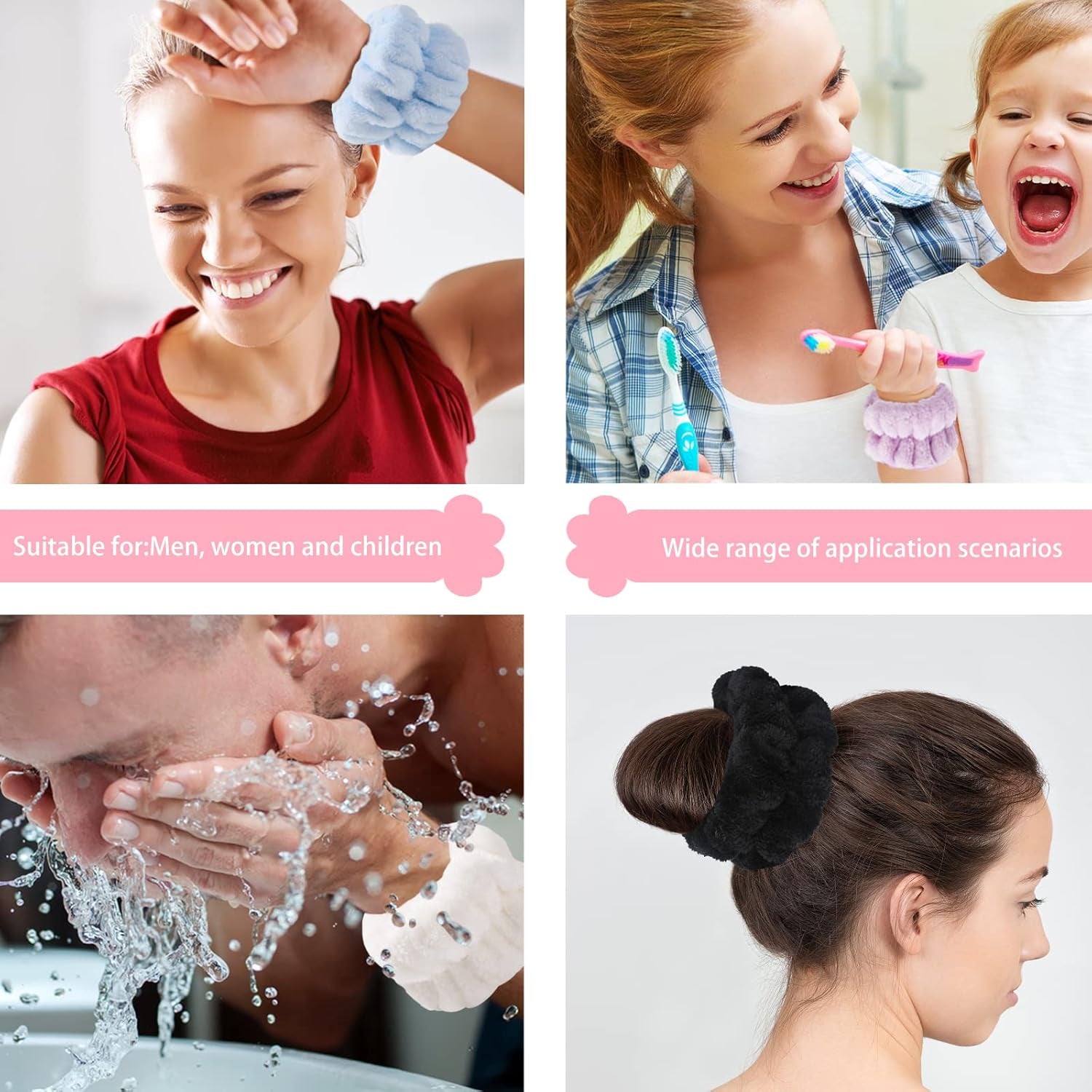 2Pcs Microfiber Face Washing Wristbands – Stretchy & Absorbent