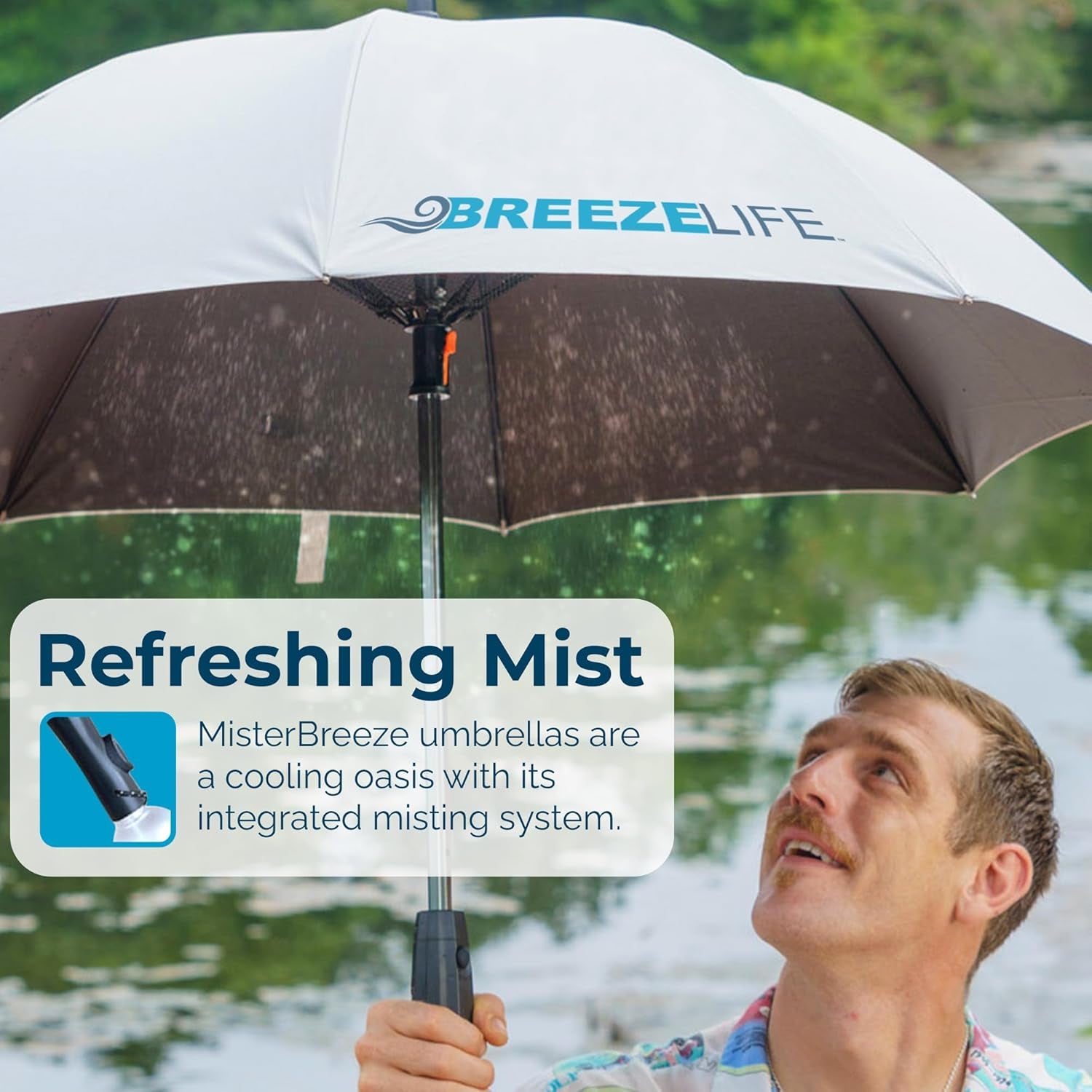 3-in-1 Sun Umbrella with Fan and Mister – UV Protection