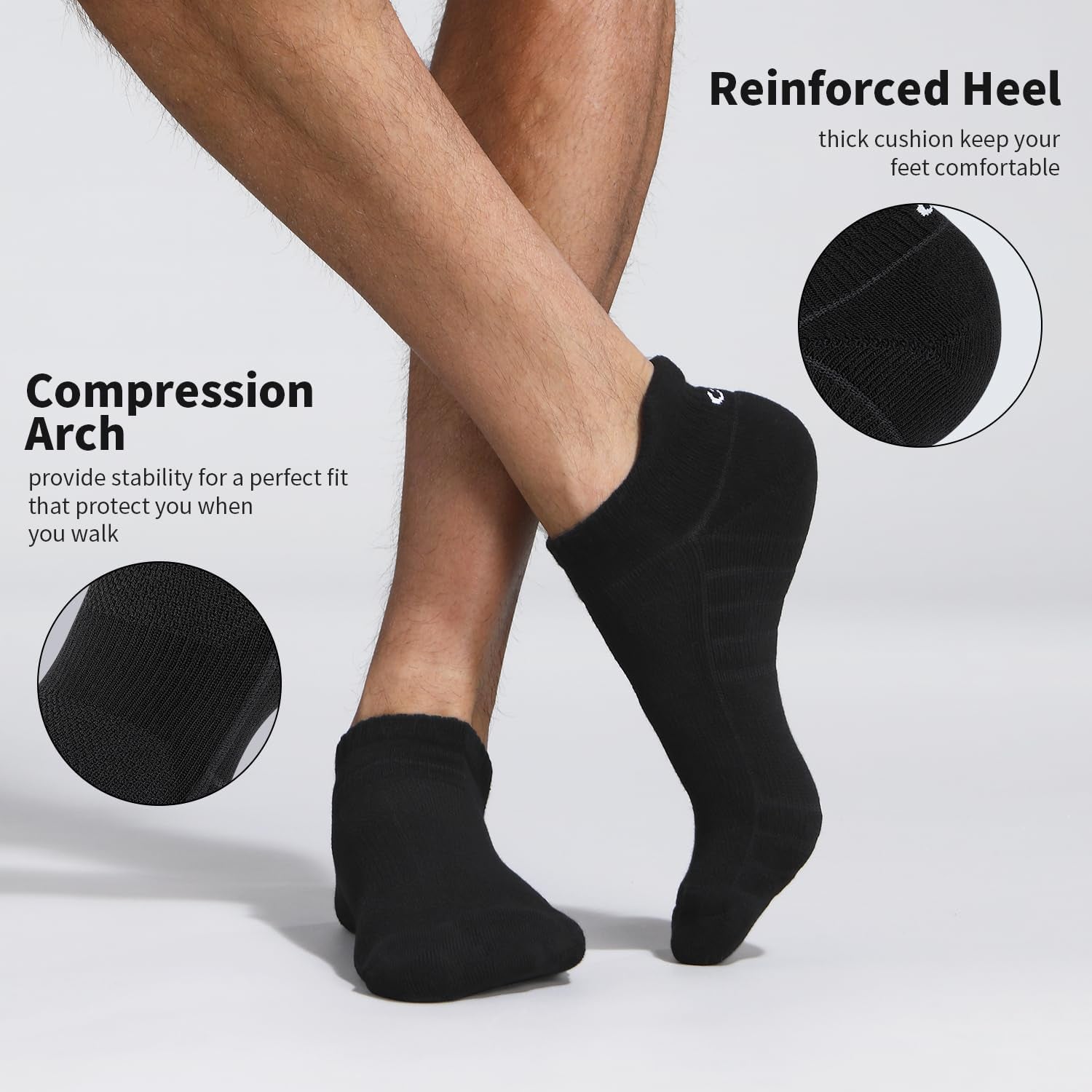 Athletic Ankle Running Socks – Cushioned Low Cut Sports Socks 6 Pairs