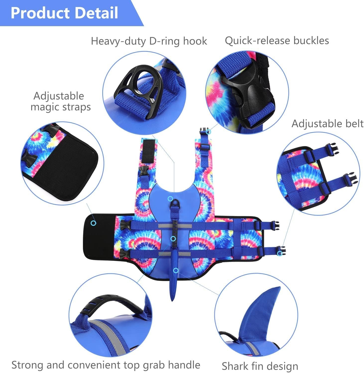 Dog Life Jacket with Floatation – Shark Safety Vest for Swimming