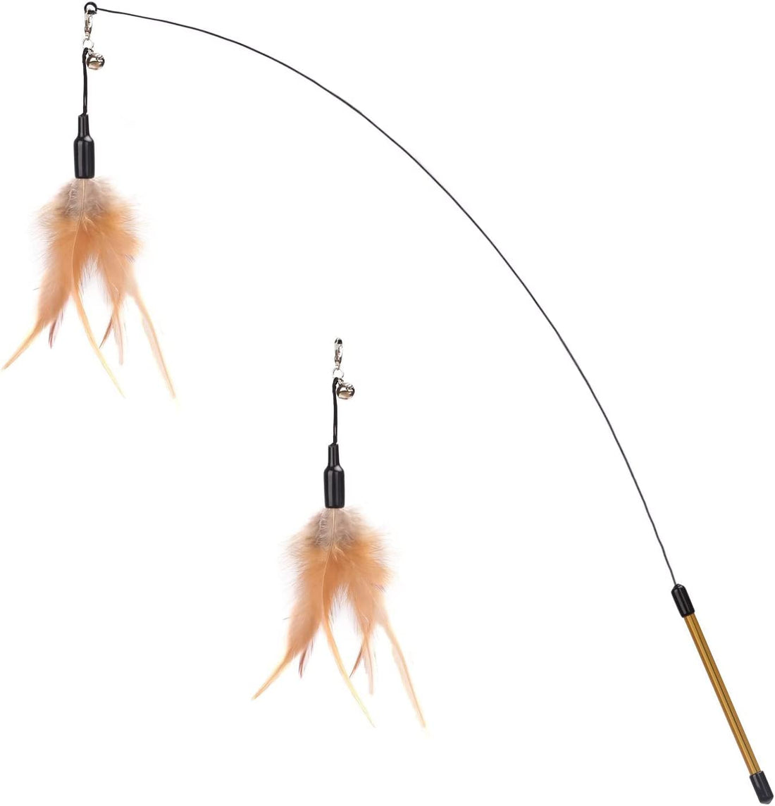 Feather Teaser Cat Toy – 34.5" Interactive Wand with Bell for Kittens & Cats