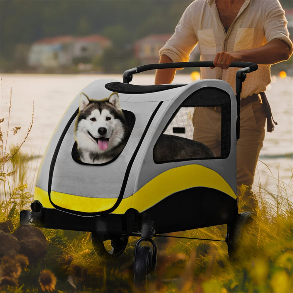 2-in-1 Folding Pet Stroller & Car Seat – Portable Dog & Cat Carrier